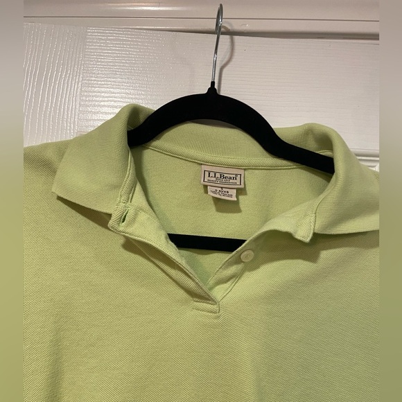 L.L. Bean Women’s Size Small Lime Green Cotton Short Sleeve Polo Shirt Collared - Picture 4 of 9